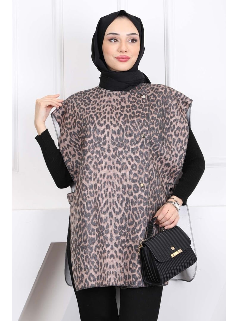 İmaj Butik Vizon Çıtçıt Detaylı Yanları Açık Kaşe Yelek