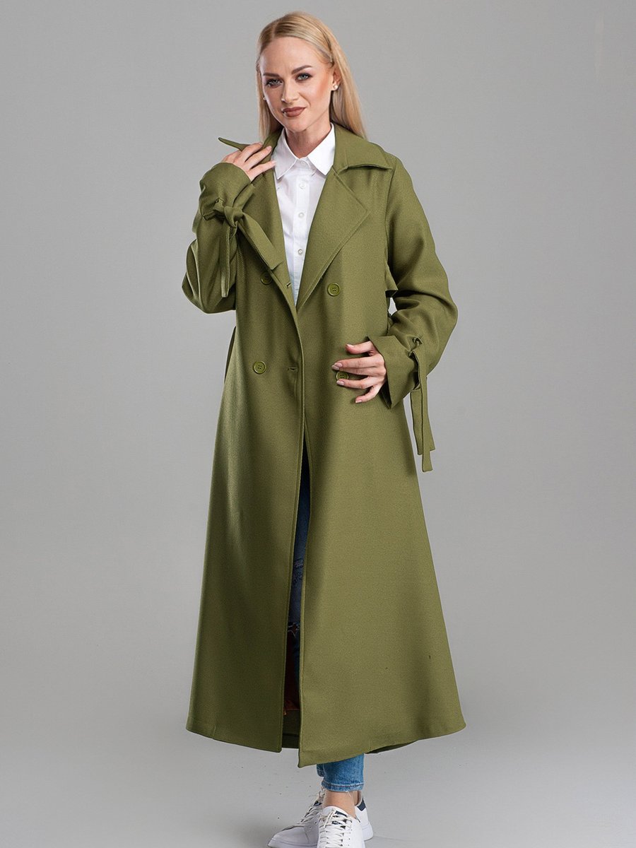 Sahra Afra Yağ Yeşili Parrot Kadın Oversize Trençkot