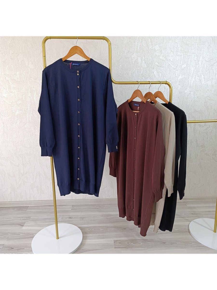 Eghora Triko Hırka Bisiklet Yaka Düğmeli Rayon Kumaş Merserize Kalite Dokuma Lacivert