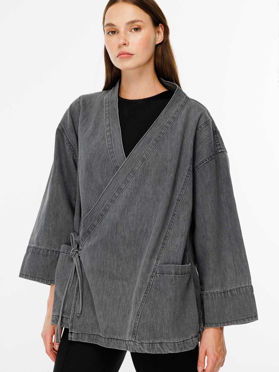 Hooopstore Anvelop Kapama Kot Kimono Antrasit Ceket