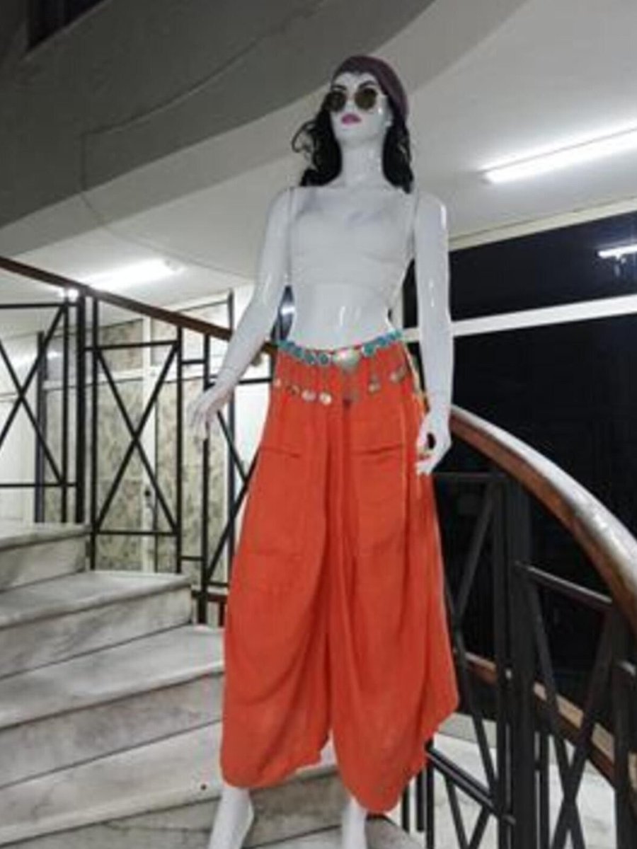 Bohem Stil Renkli İtalyan Cepli Keten Şalvar Pantolon