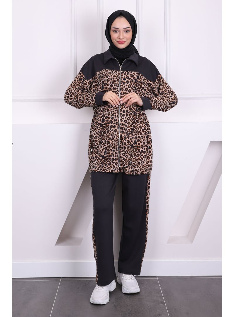 İmaj Butik Füme Bel Büzgülü Modal Tunik Pantolonlu Takım