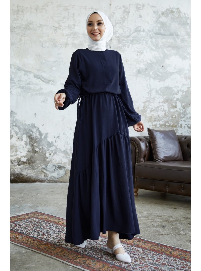 InStyle Lacivert Merya Tünel Kemerli Soft Ayrobin Elbise