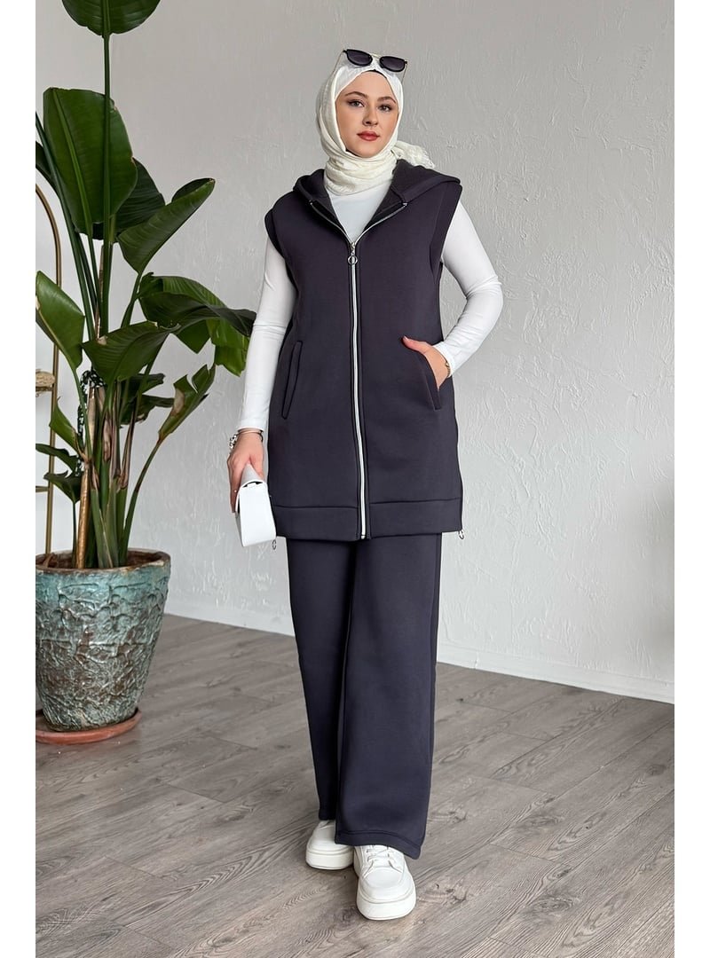 InStyle Antrasit Yelekli Yandan Fermuarlı Üçlü Takım