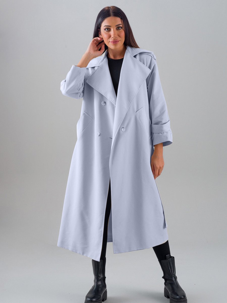 Sahra Afra Açık Gri Creed Kadın Oversize Trençkot