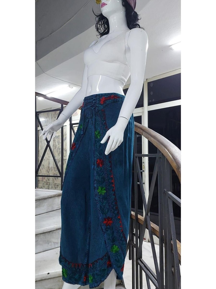 EREN STYLE Turkuaz Otantik Nakış İşlemeli Harem Şalvar Pantolon