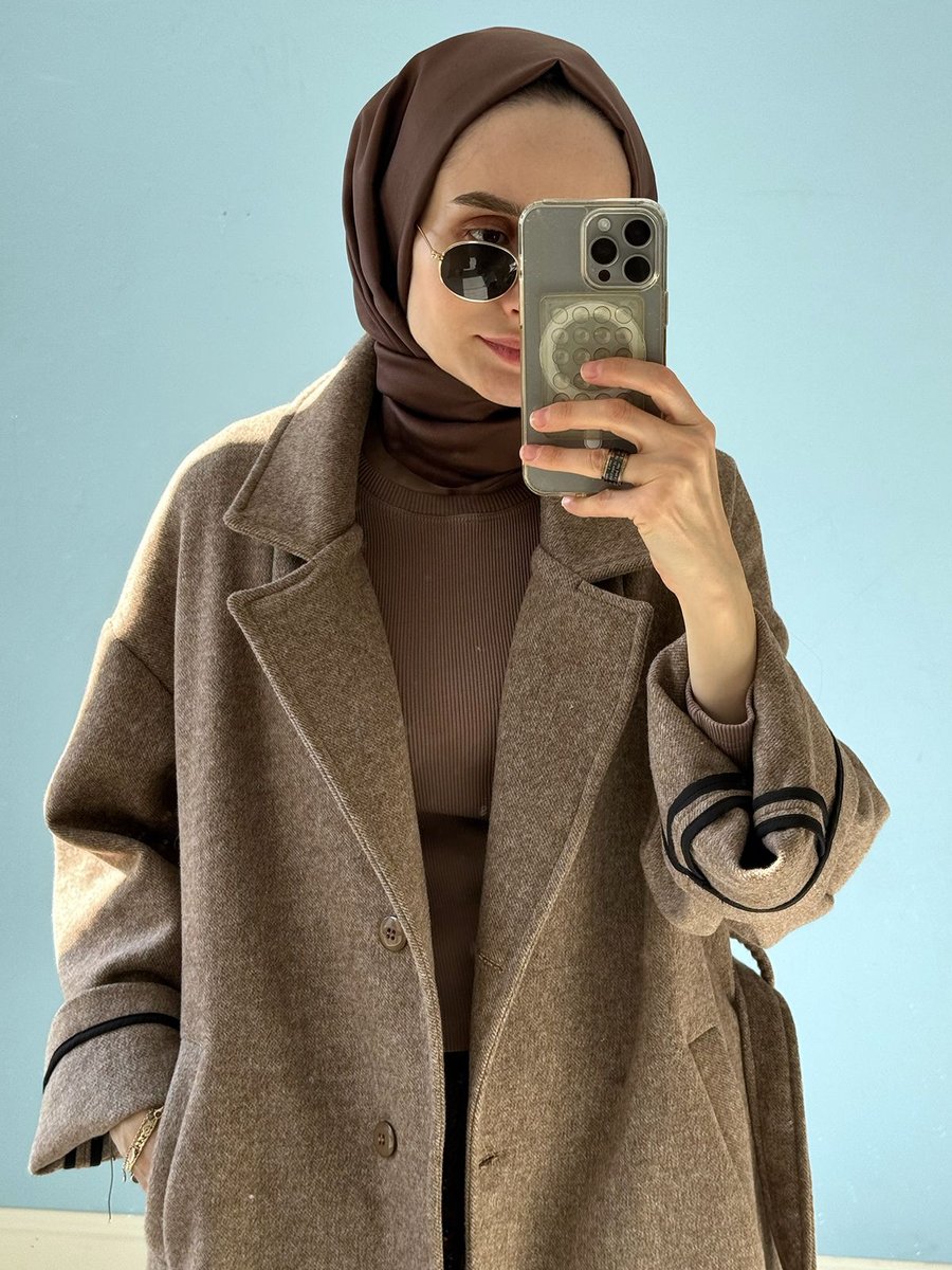 Mevra Oversize Biyeli Kaşe Kaban Kahve