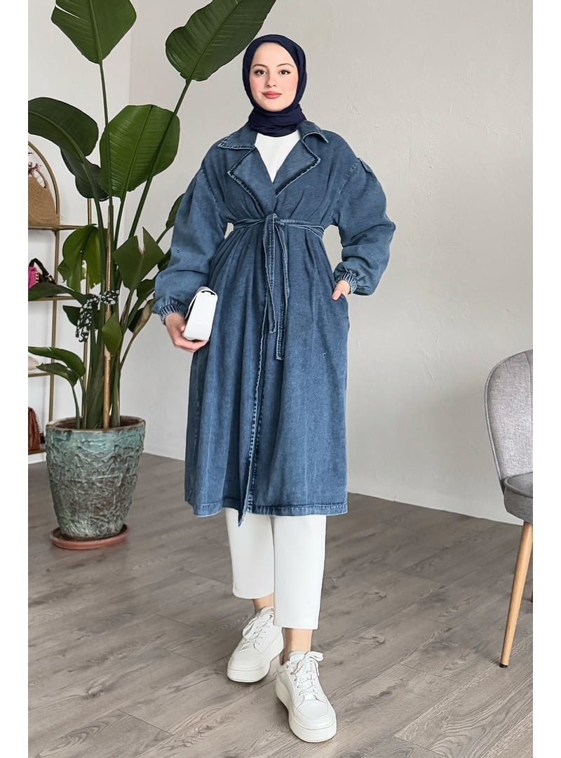 InStyle Kuşaklı Kot Mavi Kap