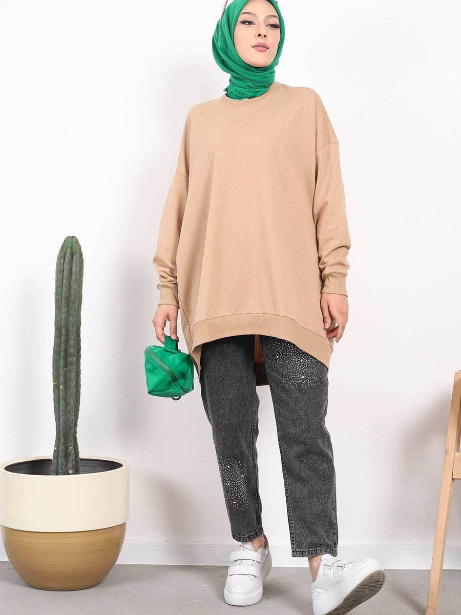 İmajbutik Bisküvi İki İplik Oversize Sweatshirt