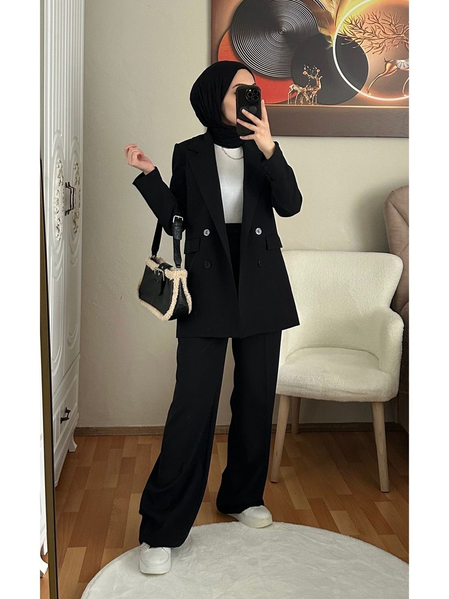 Modamafra Blazer Ceketli Takım Siyah