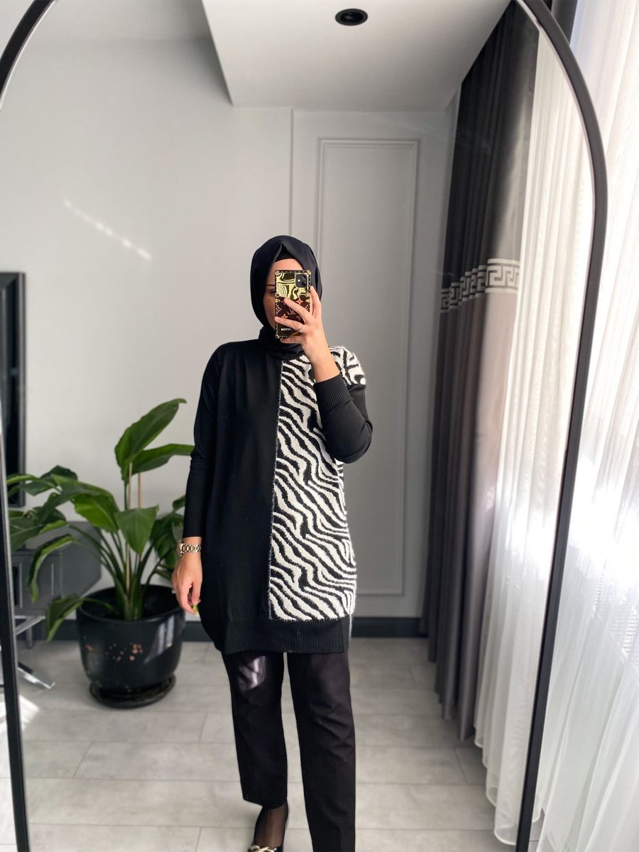 Sare Boutıque Zebra Desenli Merserize/soğuk İplik Tunik