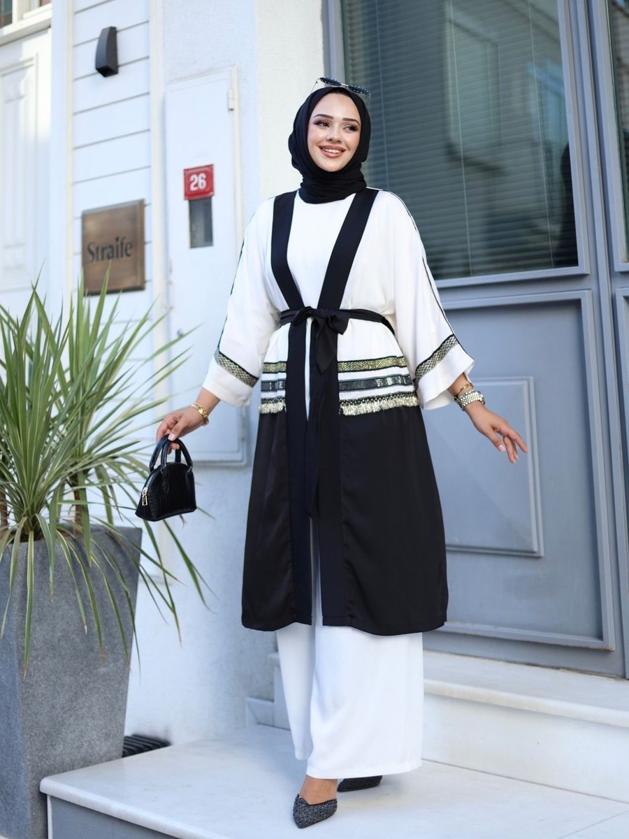 Wovi Moda Tunik Pantolon Takım Ekru