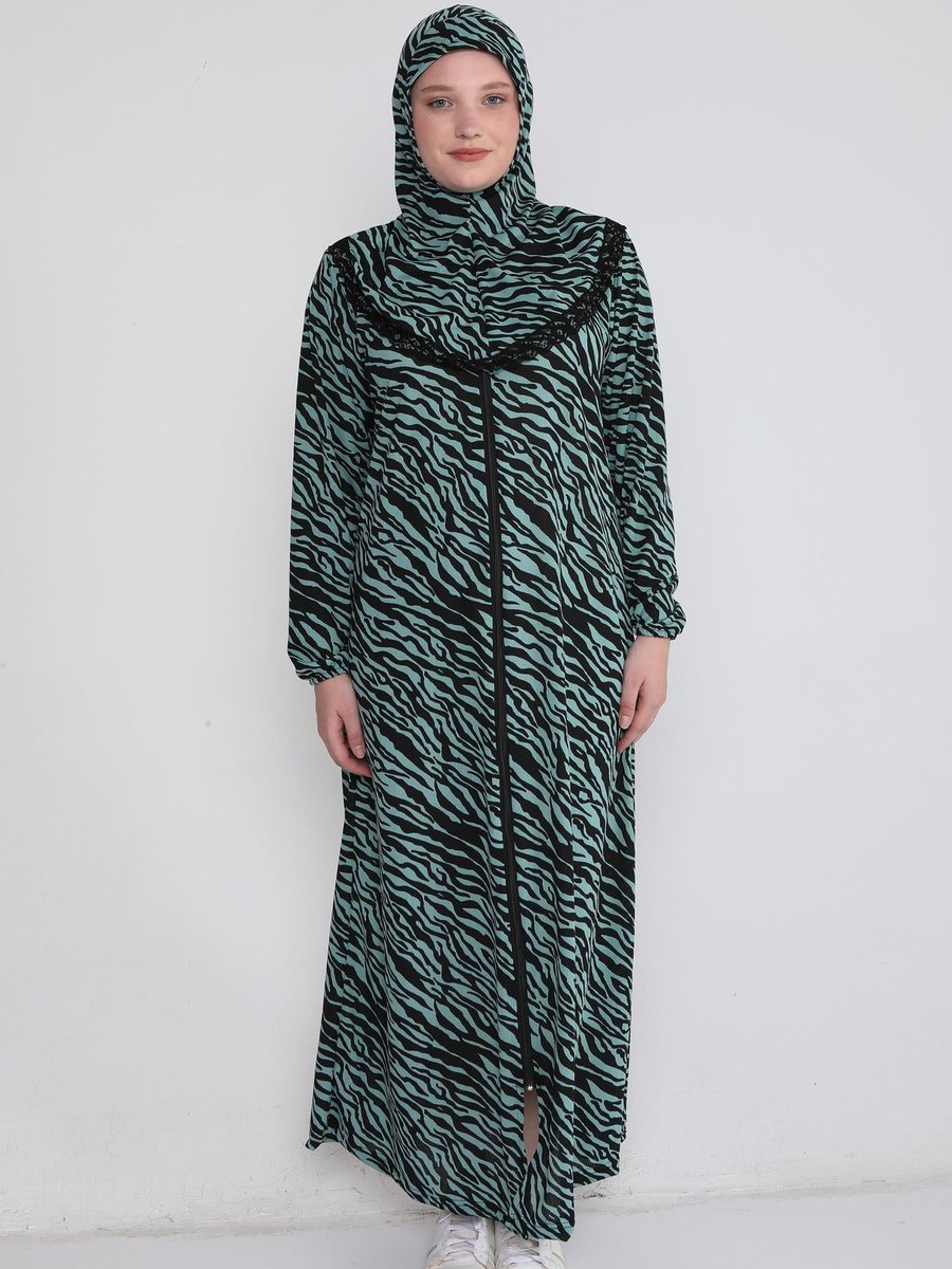 Kutay Collection Kendinden Türbanlı Fermuarlı Kadın Namaz Elbisesi