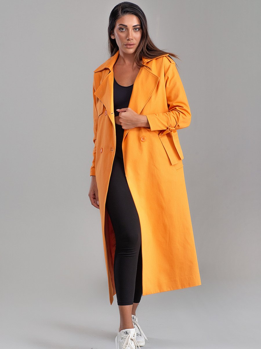 Sahra Afra Turuncu Arrow Kadın Oversize Trençkot