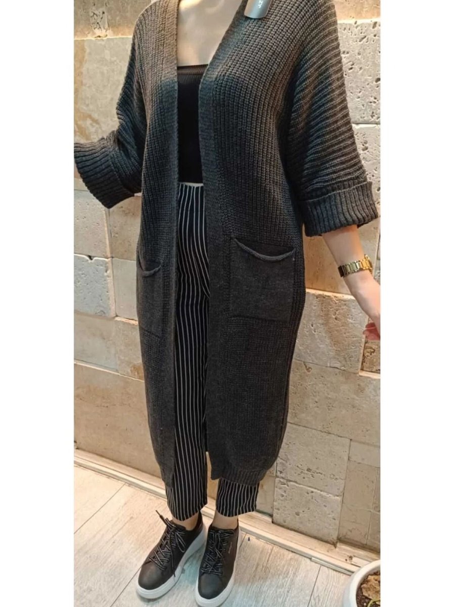 Tesetturcemoda Triko Hırka Gri Cm