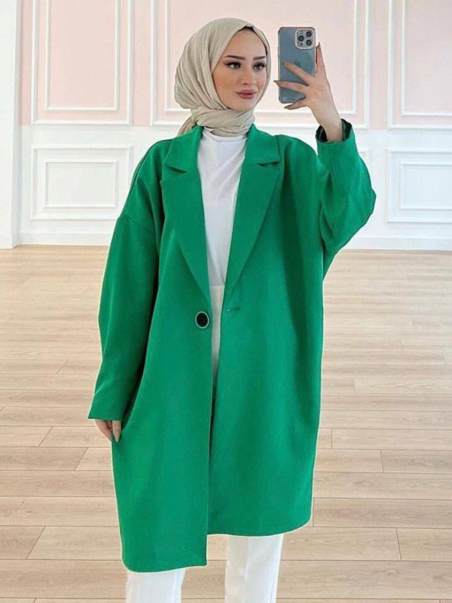 Tanısa Arelis Düğme Detay Uzun Blazer Ceket Tns
