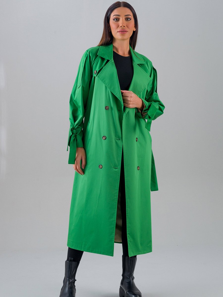 Sahra Afra Yeşil Nidal Kadın Oversize Trençkot