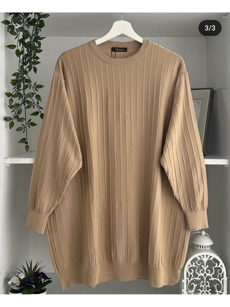 Moda Neva Ince Merserize Salaş Triko Tunik Beden Uyumlu