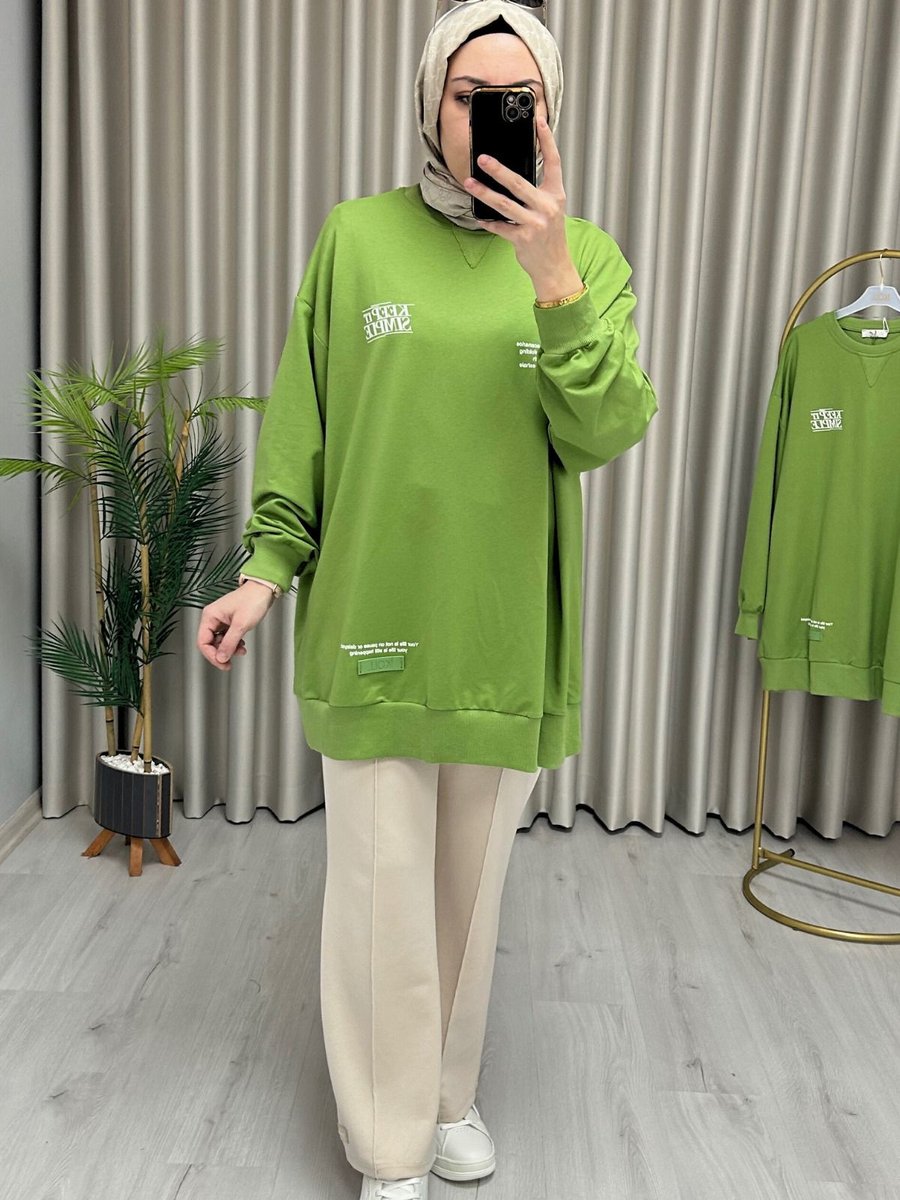 İkoll Baskılı Oversize Kesim Standart Beden Tunik