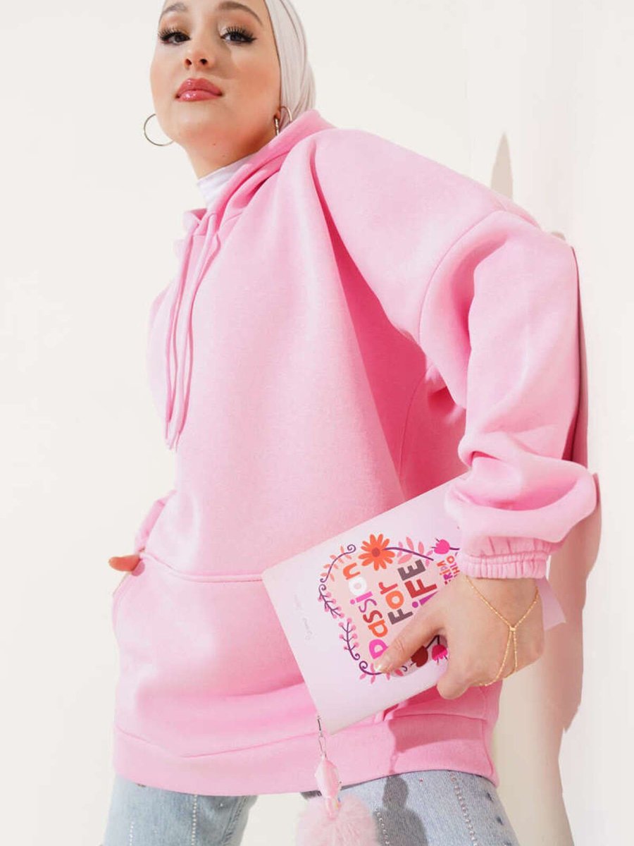 Boi Giyim Sweatshirt Siyah Kırmızı Gri Yeşil Sweat Kapüşonlu Cepli İplik Kalın