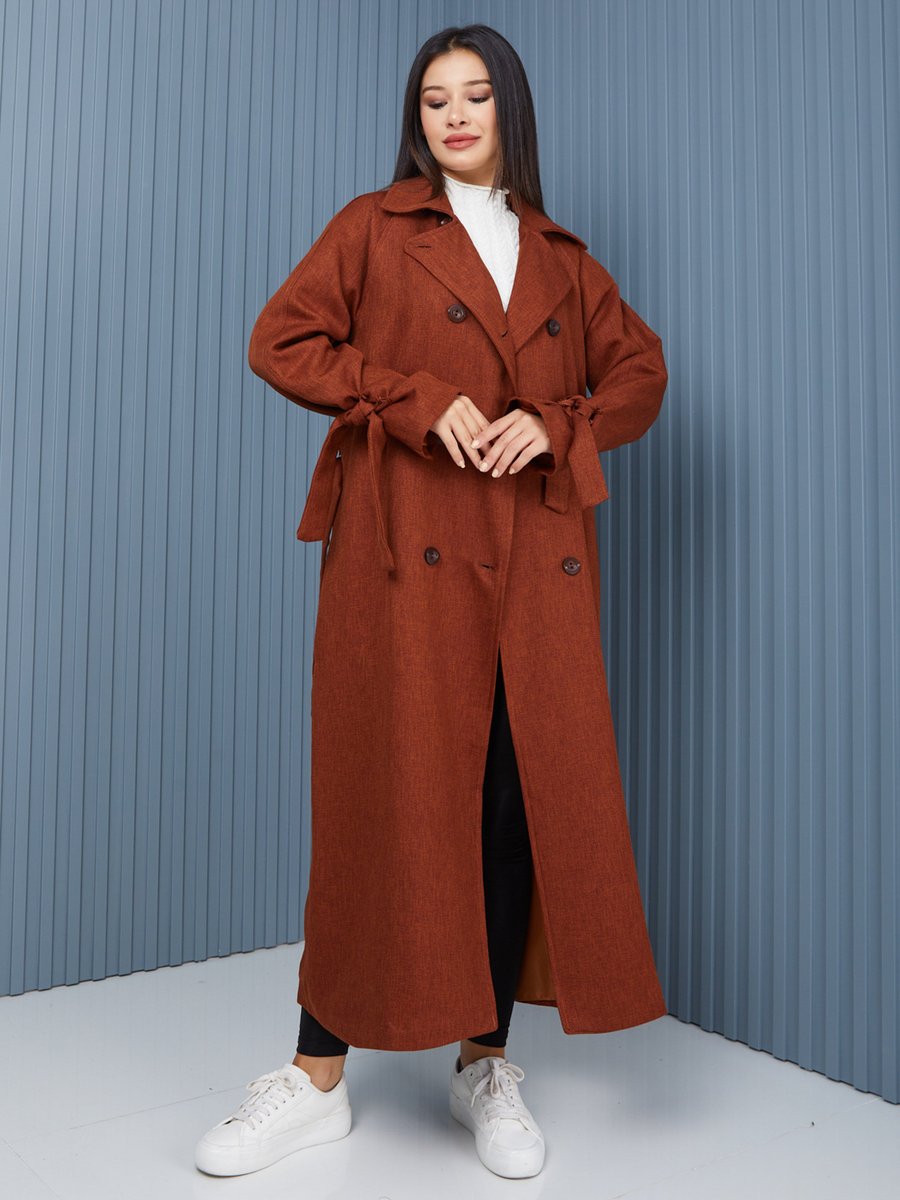 Sahra Afra Kiremit Reglan Kadın Oversize Trençkot