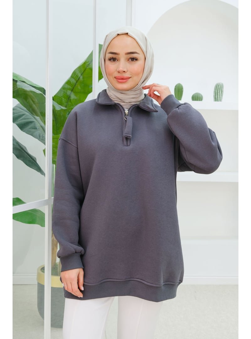 Locco Moda Füme Yarım Fermuar Detay Sweat