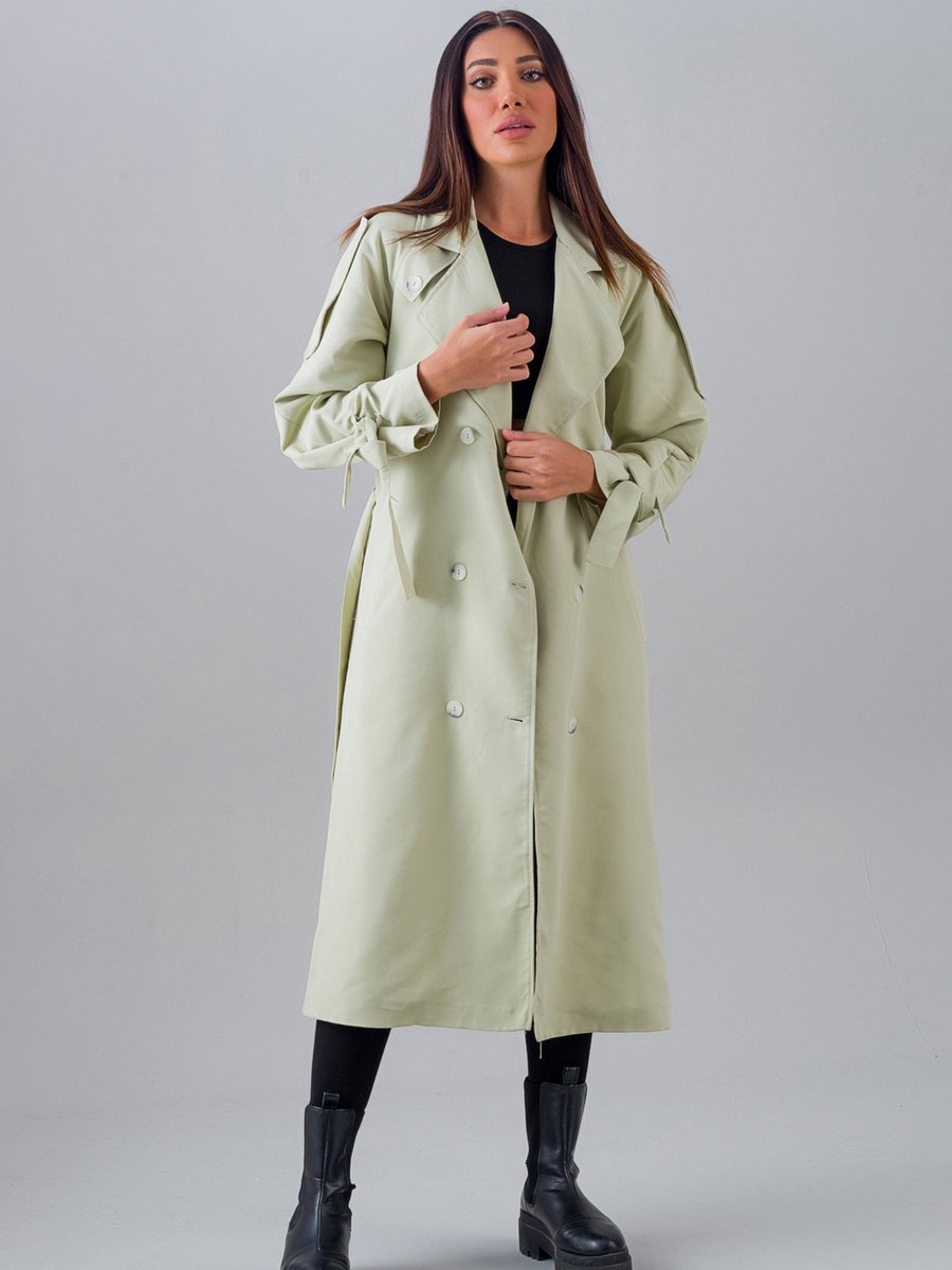 Sahra Afra Mint Yeşili Nidal Kadın Oversize Trençkot