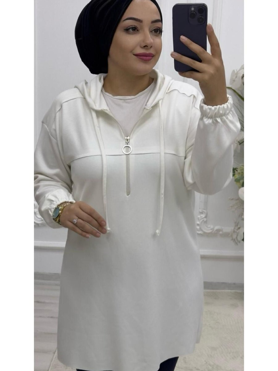 Ebrarengiz Moda Fermuarli Kadin Tuni̇k