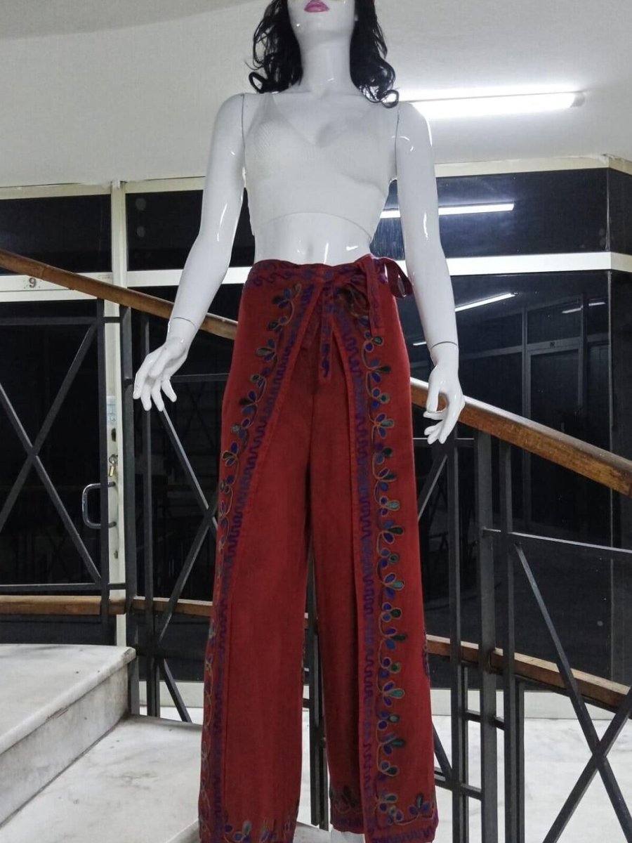 EREN STYLE Tarçın Otantik Nakış İşlemeli Harem Şalvar Bulmaca Pantolon