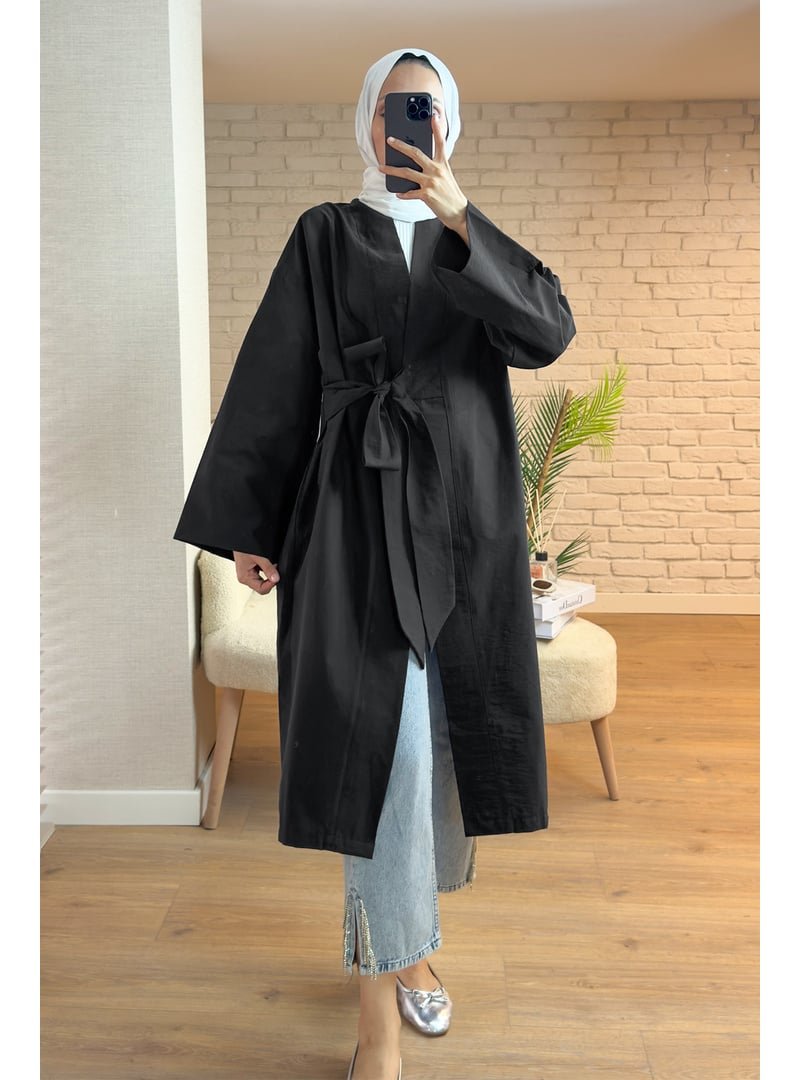 Salih Çelebi Siyah Yandan Bağlamalı Kimono