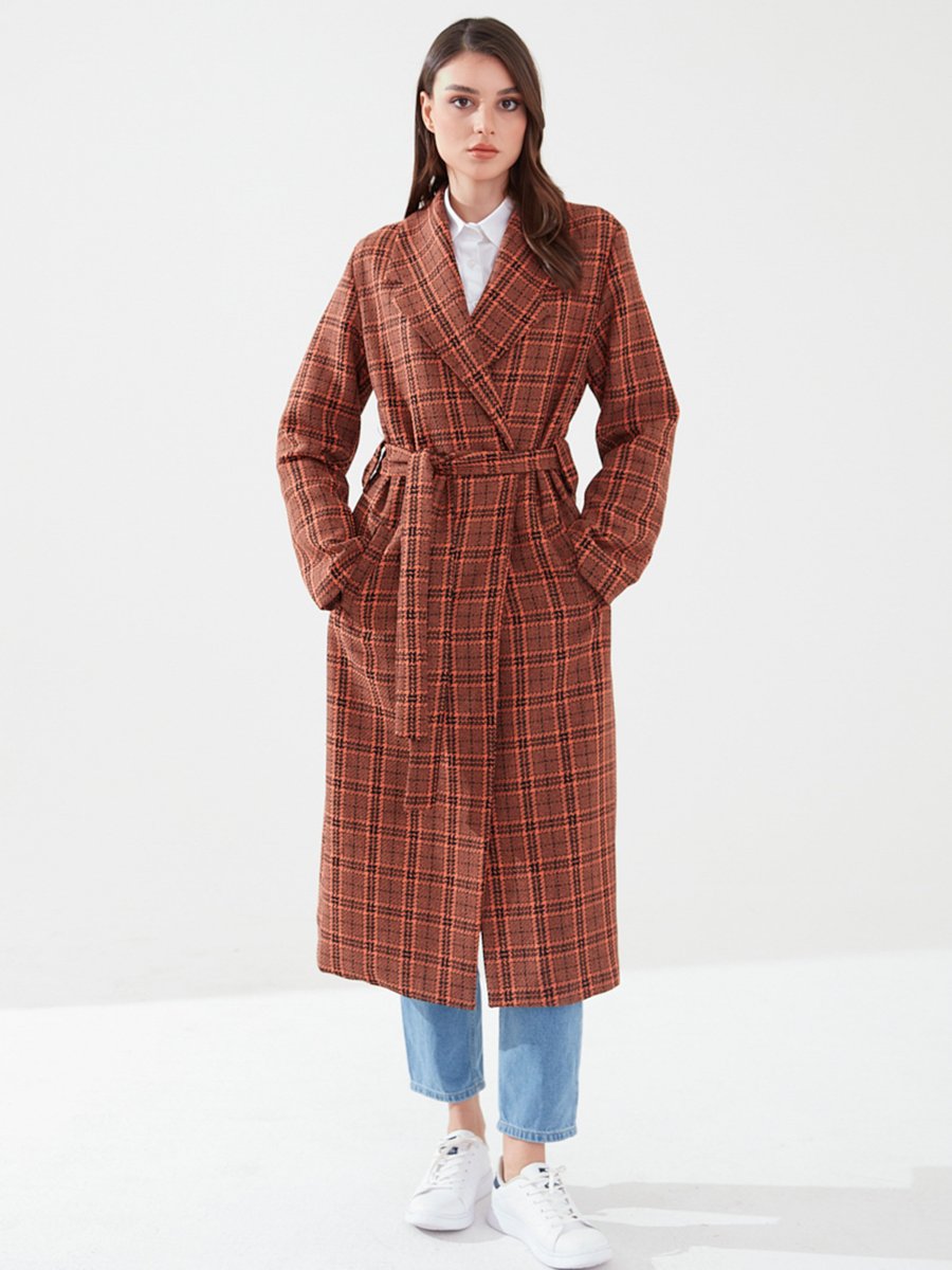 Sahra Afra Kahverengi Terra Kadın Oversize Trençkot