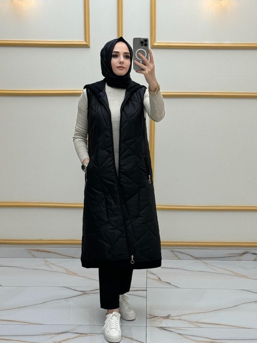 Sinanurmoda Siyah Kapitone Yelek