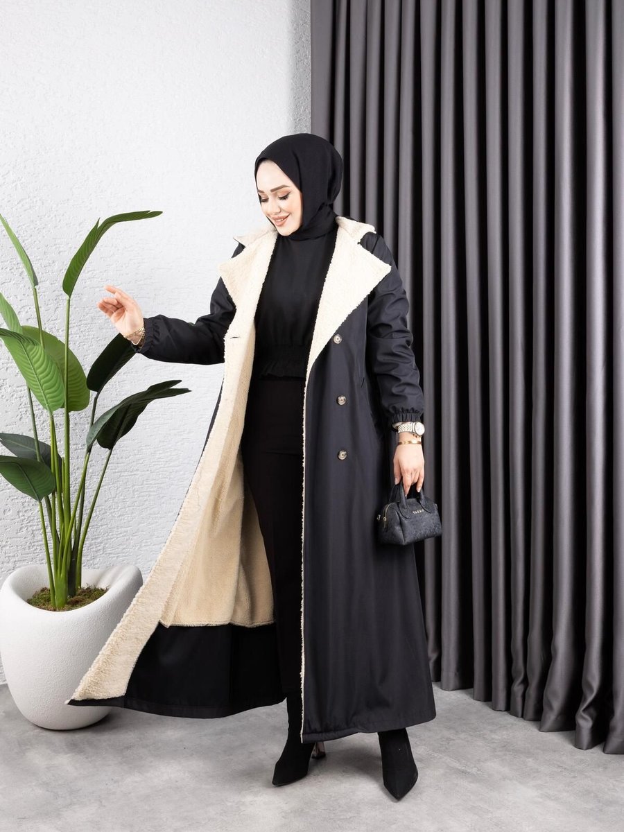 Harman Butik Kadın Düğmeli İçi Kürklü Mont
