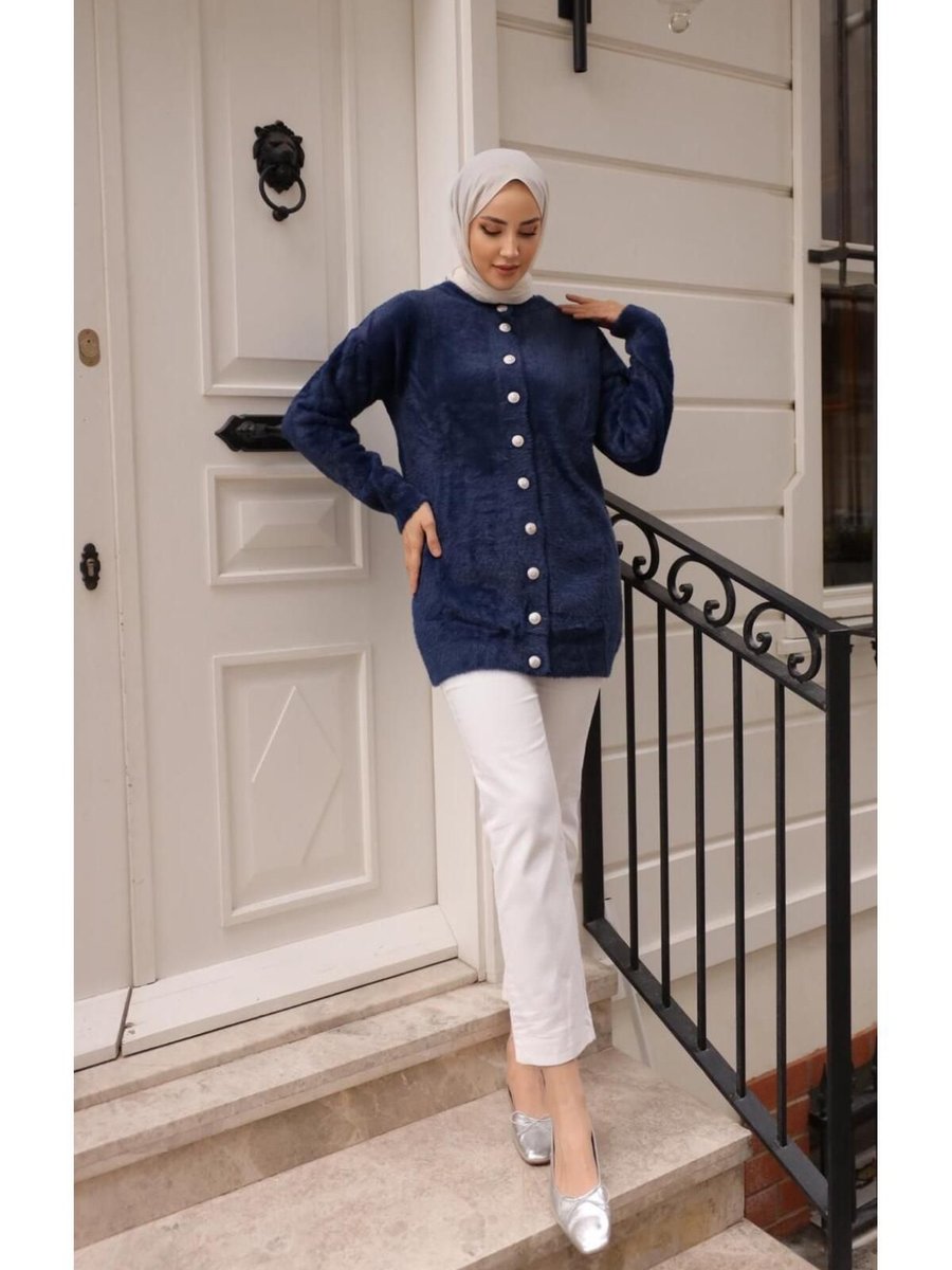 Aknur Moda Düz Angora Tunik Hırka