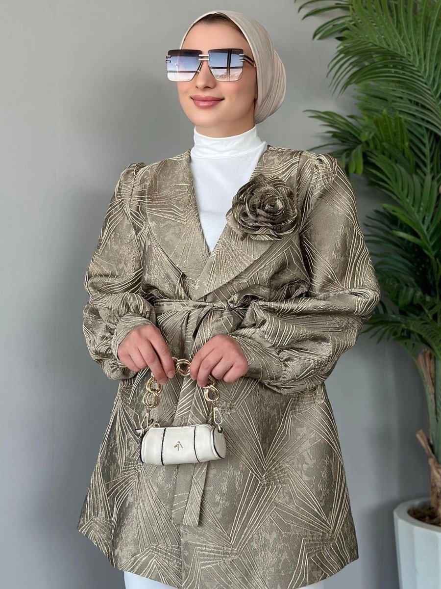 Haza Moda Betül Güllü Ceket Gold