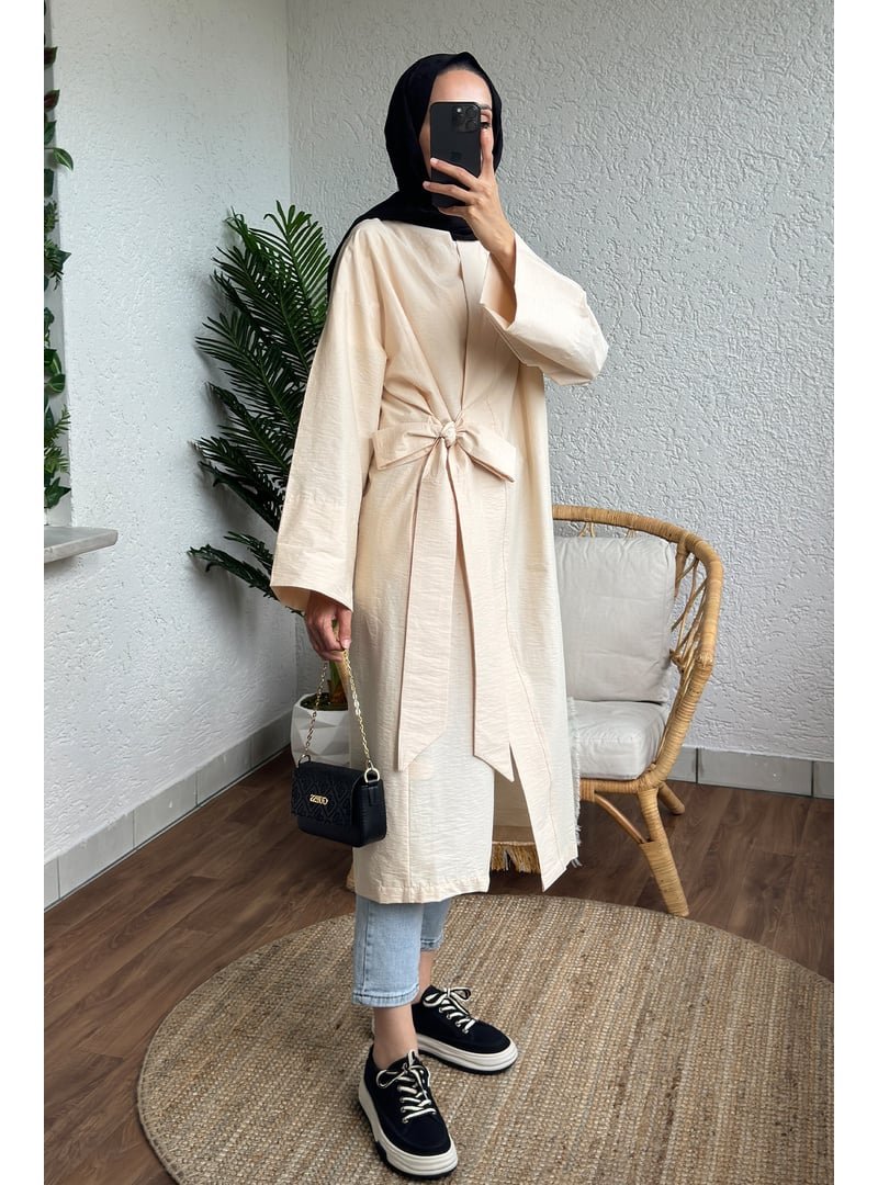 Salih Çelebi Bej Yandan Bağlamalı Kimono