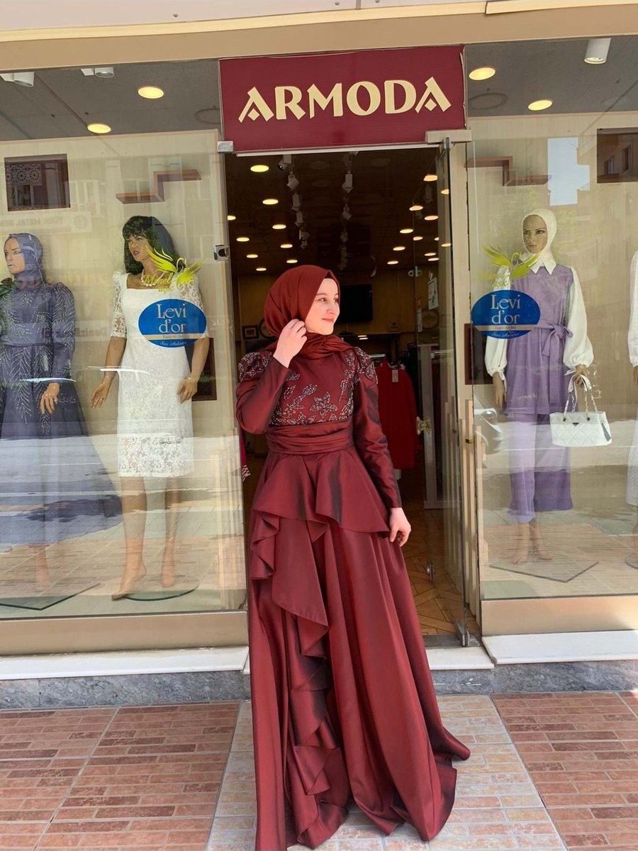 Hennin Abiye Elbise Bordo