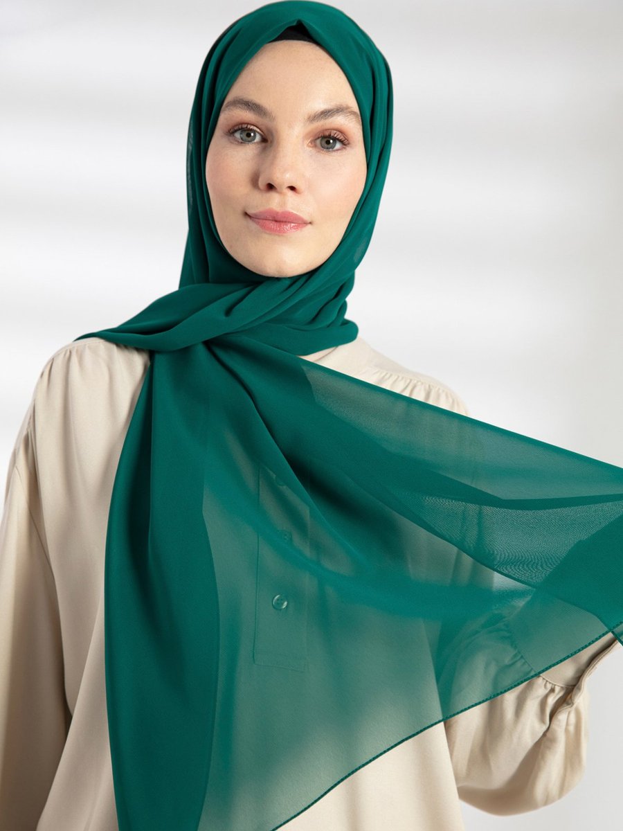 Pure Scarfs Zümrüt Yeşili Şifon Şal
