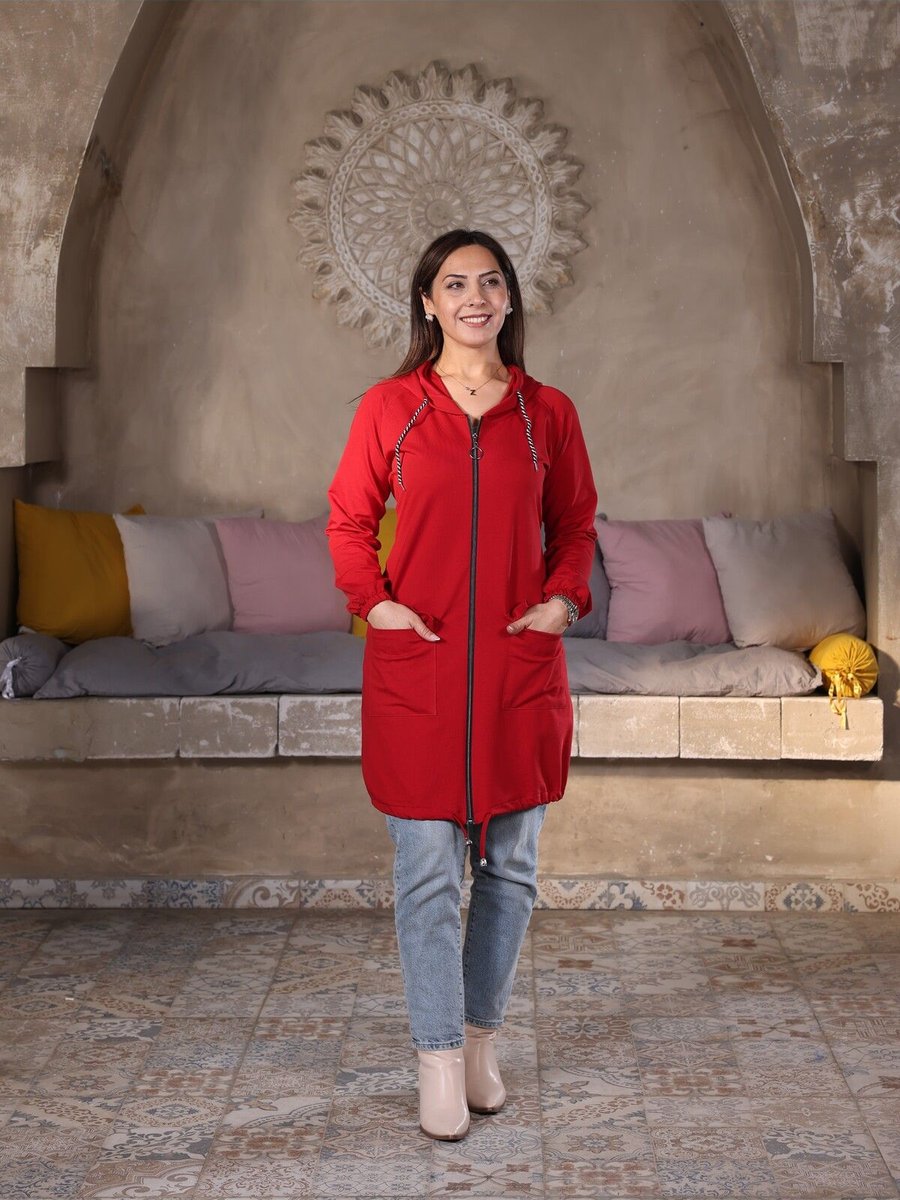 Fazilet Aslan Kompak Kumaş Fermuarlı Kapüşonlu Ceket