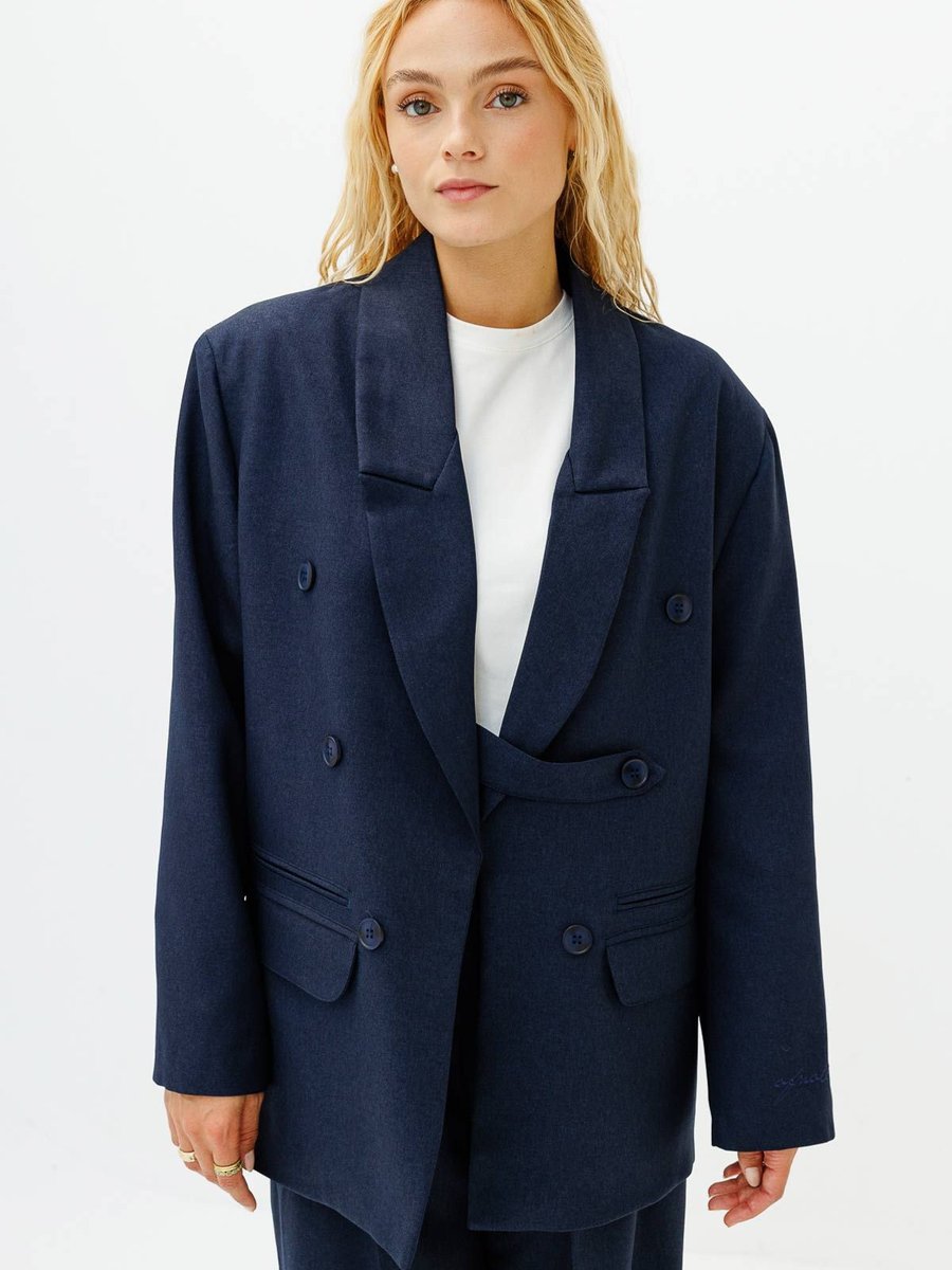 Hooopstore Premium Kruvaze Lacivert Blazer Ceket