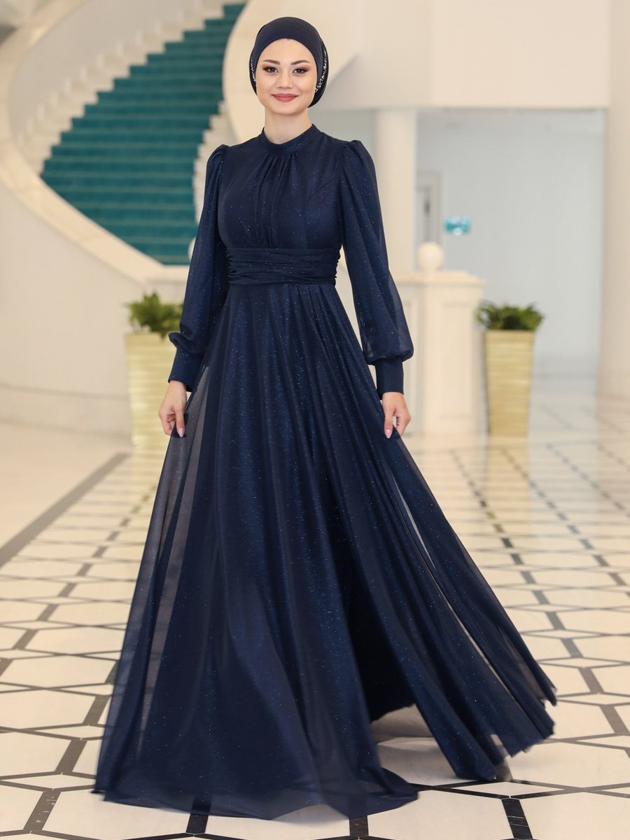Azra Design Lacivert Abiye Elbise