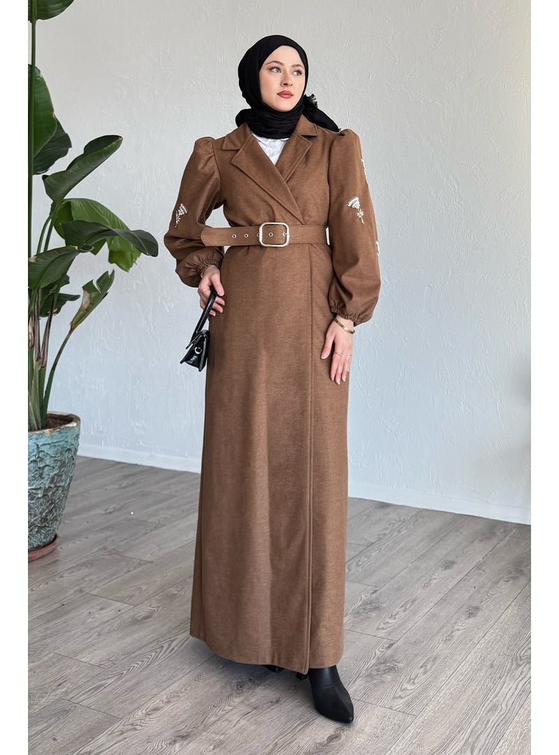 InStyle Boncuk İşlemeli Kemerli Camel Kap