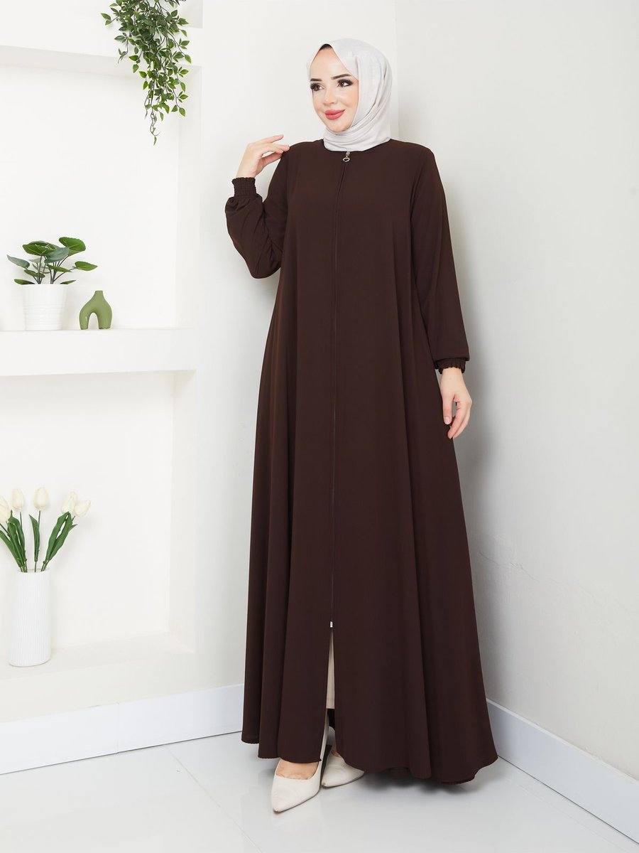 Moda Mevlana Kolu Ribanalı Medine Ipeği Yazlık Ferace