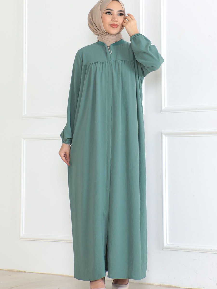 Oktayusta Collection Robalı Mevlana Kesim Günlük Ferace Su Yeşili