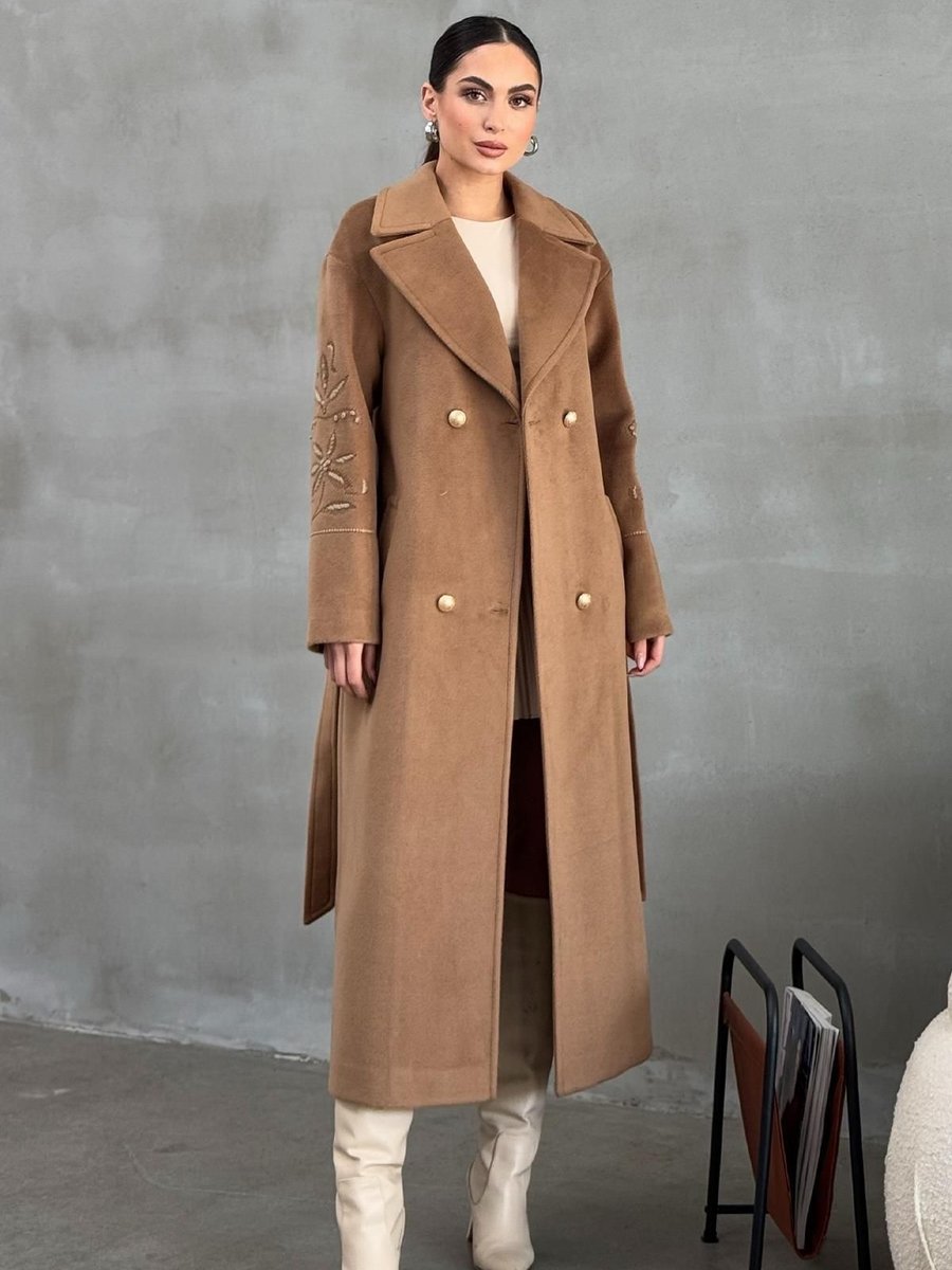 Olcay Kolları Nakış Detaylı Oversize Kaban K. Kamel