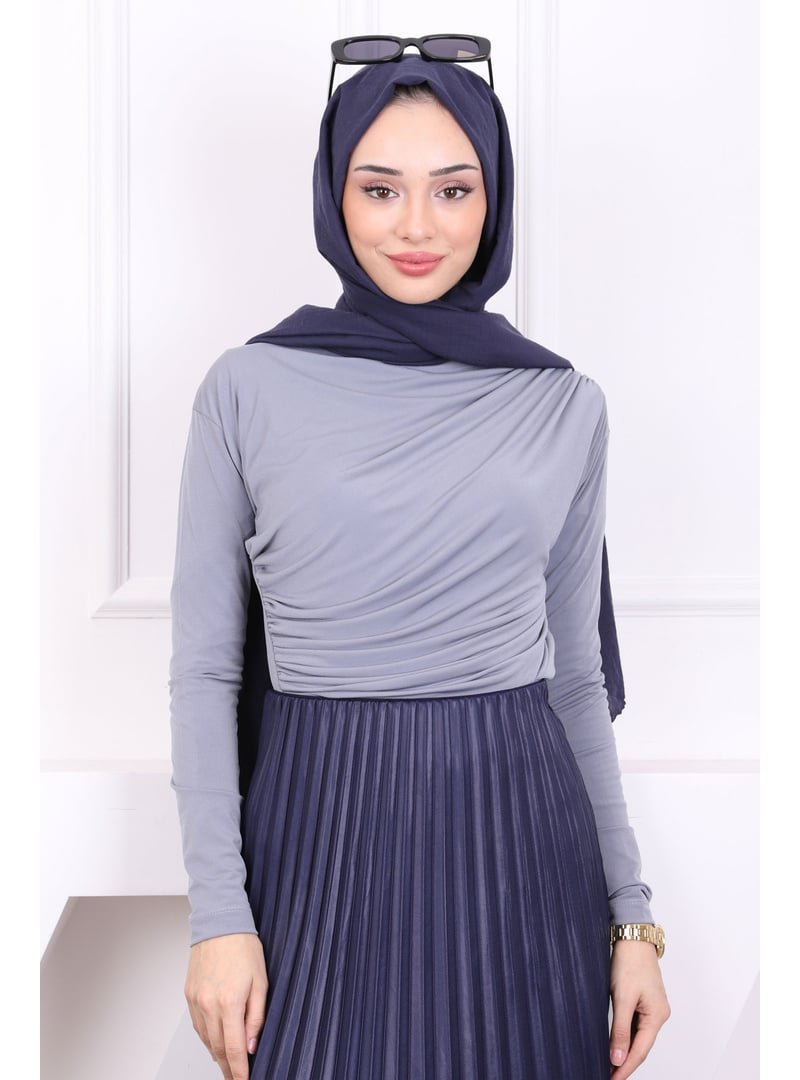 İmaj Butik Gri Balıkçı Yaka Drapeli Sandy Bluz