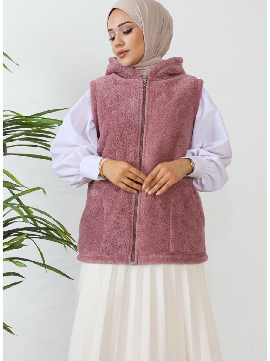 Kardelen Butik Ümraniye Peluş Yelek Polar Gül Kurusu