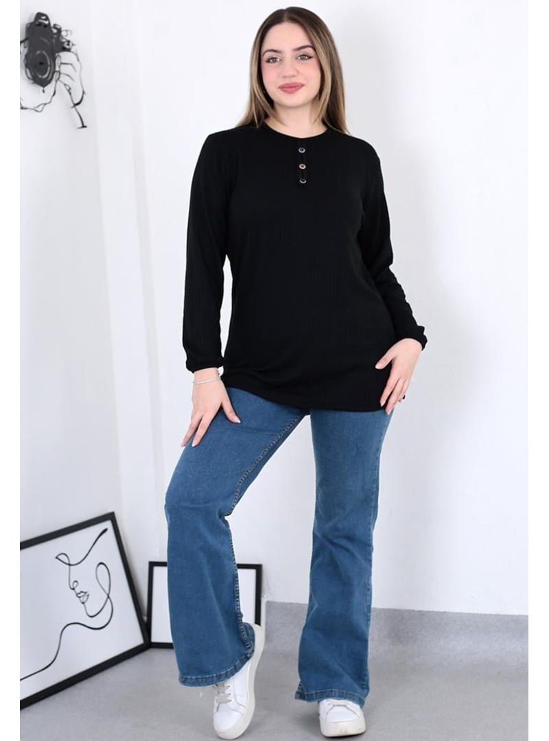 Pelsu Moda Siyah Saç Örgü Bluz