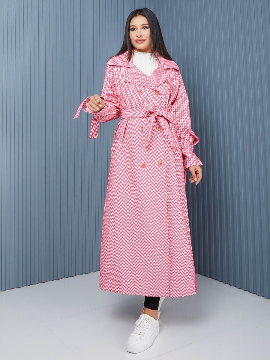 Sahra Afra Pembe Reglan Kadın Oversize Trençkot