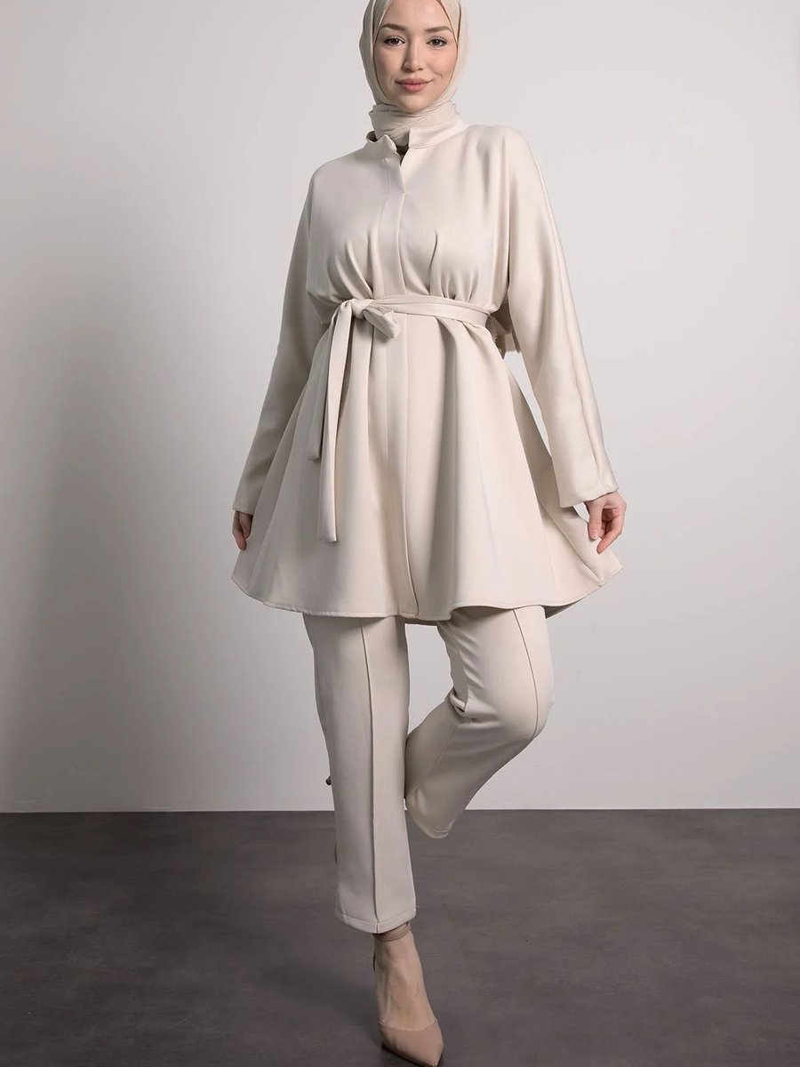 Exxitcollection Bağlamalı Pantolonlu Takım